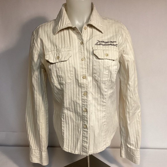 HARLEY-DAVIDSON women’s embroidered button down shirt size medium - Picture 3 of 10